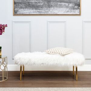 Orsina Clarence Natural Fur Effect Bench in White White Orsina Clarence Natural Fur Effect Bench in White White
