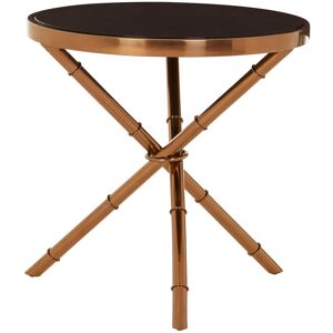 Orsina Elegant Bamboo Inspired Base Side Table, Rose Gold Small Lounge Table, Tempered Glass Top Bedside Table in Black Black Orsina Elegant Bamboo Inspired Base Side Table, Rose Gold Small Lounge Table, Tempered Glass Top Bedside Table in Black Black