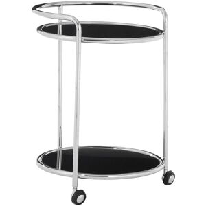 Orsina Movable Round Silver Finish Trolley, Tempered Glass Drinks Trolley For Parties, Elegant Kitchen Trolley Silver Orsina Movable Round Silver Finish Trolley, Tempered Glass Drinks Trolley For Parties, Elegant Kitchen Trolley Silver