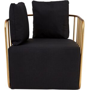 Orsina Chair with Black Fabric Seat, High-Quality Fabric Reading Chair, Gold Finish Accent Chair Black Orsina Chair with Black Fabric Seat, High-Quality Fabric Reading Chair, Gold Finish Accent Chair Black