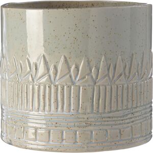 Orsina Small Ceramic Planter with Embossed Pattern & Tribal Design, Modern Indoor Planter for Living Room in Cream Cream Orsina Small Ceramic Planter with Embossed Pattern & Tribal Design, Modern Indoor Planter for Living Room in Cream Cream