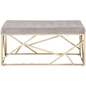 Orsina Mink Velvet Gold Bench, Tufted Velvet Upholstered Bench With Gold Finish Frame, Geometric Bedroom Bench in Brown Brown Orsina Mink Velvet Gold Bench, Tufted Velvet Upholstered Bench With Gold Finish Frame, Geometric Bedroom Bench in Brown Brown