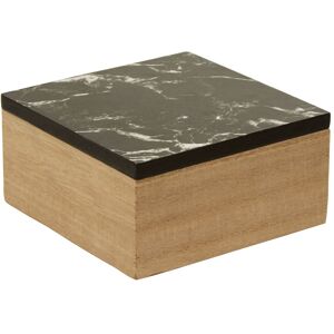 Orsina Black Marble Effect Trinket Box, Wooden Trinket Box With Natural Base, Square Shaped Jewelry Box With Lid Black Orsina Black Marble Effect Trinket Box, Wooden Trinket Box With Natural Base, Square Shaped Jewelry Box With Lid Black