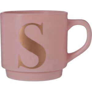Orsina Grey S Letter Mug, Reusable Mug With Gold Etched "S" on Muted Grey Base, Ideal for Coffee, Tea, or Hot Drinks in Pink Pink Orsina Grey S Letter Mug, Reusable Mug With Gold Etched "S" on Muted Grey Base, Ideal for Coffee, Tea, or Hot Drinks in Pink Pink