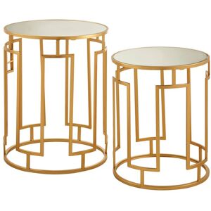 Orsina Set Of 2 Mirrored Top Round Side Tables, Gold Nesting Tables For Lounge, Bohemian Accent Tables, Small Tables Gold Orsina Set Of 2 Mirrored Top Round Side Tables, Gold Nesting Tables For Lounge, Bohemian Accent Tables, Small Tables Gold