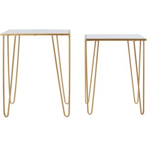 Orsina Set Of 2 Rectangular Side Tables, Luxe Small Tables, Accent Tables, Metallic Bedside Tables, Decorative Tables in Gold Gold Orsina Set Of 2 Rectangular Side Tables, Luxe Small Tables, Accent Tables, Metallic Bedside Tables, Decorative Tables in Gold Gold