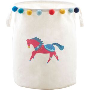 Orsina Eclectic Horse Laundry Bag, Bold & Colourful Fabric Hamper With Drawstring Closure & Handles in White White Orsina Eclectic Horse Laundry Bag, Bold & Colourful Fabric Hamper With Drawstring Closure & Handles in White White