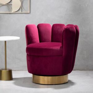 Orsina Wine Velvet Accent Chair With Gold Base, Plush Scalloped Cocktail Chair For Livingroom, Swivel Accent Seat in Red Red Orsina Wine Velvet Accent Chair With Gold Base, Plush Scalloped Cocktail Chair For Livingroom, Swivel Accent Seat in Red Red