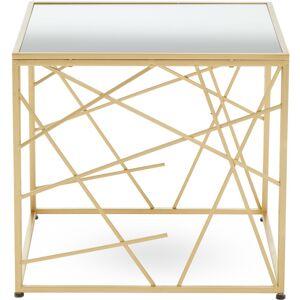 Orsina Stable Gold Finish Side Table With Mirror Top, Stylish Kitchen Side Table For Breakfast, Robust Side Table Gold Orsina Stable Gold Finish Side Table With Mirror Top, Stylish Kitchen Side Table For Breakfast, Robust Side Table Gold