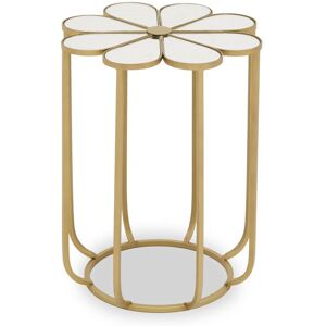 Orsina Distinctive Petal Side Table With Mirrored Top, Gold Finish Bedside Table, Botanical Design Nesting Table Gold Orsina Distinctive Petal Side Table With Mirrored Top, Gold Finish Bedside Table, Botanical Design Nesting Table Gold
