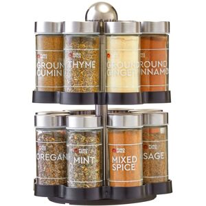 Orsina Revolving Design Black & Chrome Effect Spice Rack With 16 Jars, Stainless Steel Lid Spice Rack For Kitchen Black Orsina Revolving Design Black & Chrome Effect Spice Rack With 16 Jars, Stainless Steel Lid Spice Rack For Kitchen Black