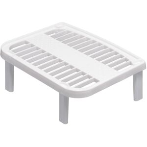 Orsina Stackable Kitchen Storage Shelf, Compact Plastic Rack, Organizer Stand For Dishes, Stackable Counter Shelf in White White Orsina Stackable Kitchen Storage Shelf, Compact Plastic Rack, Organizer Stand For Dishes, Stackable Counter Shelf in White White