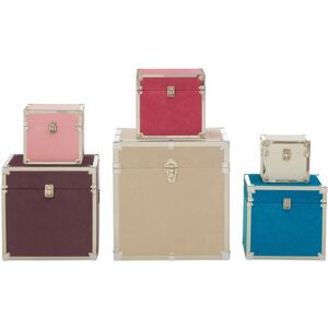 Orsina Set of 6 Multicoloured Square Trunks, Lightweight & Durable Modern Storage Trunks, Wooden Storage Trunks Multicolor Orsina Set of 6 Multicoloured Square Trunks, Lightweight & Durable Modern Storage Trunks, Wooden Storage Trunks Multicolor