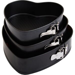 Orsina Heart Shaped Cake Tin Set Of 3, Non-Stick Springform Tins For Baking Romantic Cakes, Durable Carbon Steel in Black Black Orsina Heart Shaped Cake Tin Set Of 3, Non-Stick Springform Tins For Baking Romantic Cakes, Durable Carbon Steel in Black Black