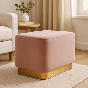 Orsina Dusty Pink Square Stool with Gold Base, Velvet Upholstered Makeup Stool, Pouffe Footstool with Modern Link Pink Orsina Dusty Pink Square Stool with Gold Base, Velvet Upholstered Makeup Stool, Pouffe Footstool with Modern Link Pink