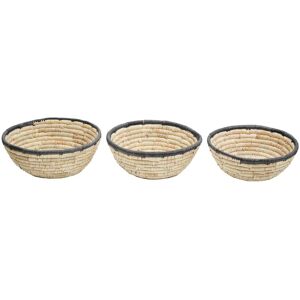 Orsina Lidi Set Of 3 Palm Leaf Baskets With Black Trim in Natural Natural Orsina Lidi Set Of 3 Palm Leaf Baskets With Black Trim in Natural Natural