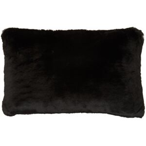 Orsina Rectangular Red Wine Faux Fur Cushion, Soft Feather Filled Decorative Cushion For Sofa & Bedroom in Black Black Orsina Rectangular Red Wine Faux Fur Cushion, Soft Feather Filled Decorative Cushion For Sofa & Bedroom in Black Black