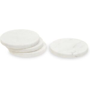 Orsina Set Of Four White Marble Round Coasters, Durable Natural Stone Coasters White Orsina Set Of Four White Marble Round Coasters, Durable Natural Stone Coasters White