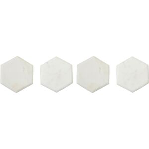 Orsina Set Of Four White Marble Hexagonal Coasters, Durable Natural Stone Coasters For Home & Kitchen White Orsina Set Of Four White Marble Hexagonal Coasters, Durable Natural Stone Coasters For Home & Kitchen White