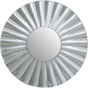 Orsina Contemporary Round Silver Wall Mirror, Sculptural Decorative Mirror with Radial Pattern, Statement Wall Décor Silver Orsina Contemporary Round Silver Wall Mirror, Sculptural Decorative Mirror with Radial Pattern, Statement Wall Décor Silver