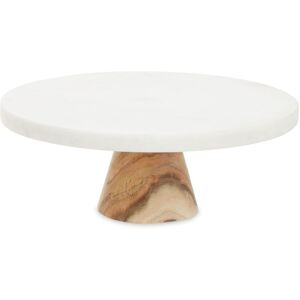 Orsina Monzaro Round White Marble & Acacia Wood Cake Stand White Orsina Monzaro Round White Marble & Acacia Wood Cake Stand White