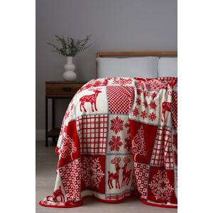 BHS Christmas Winter Patchwork Throw in Red Size: 140 cm x 180 cm Red 140 cm x 180 cm BHS Christmas Winter Patchwork Throw in Red Size: 140 cm x 180 cm Red 140 cm x 180 cm