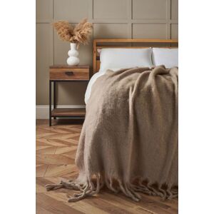 BHS Faux Mohair Tassle Throw in Taupe Size: Small Taupe Small BHS Faux Mohair Tassle Throw in Taupe Size: Small Taupe Small