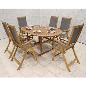 Royalcraft Turnbury Table with 6 x Henley Textylene Recliner Armchairs in Natural Natural Royalcraft Turnbury Table with 6 x Henley Textylene Recliner Armchairs in Natural Natural