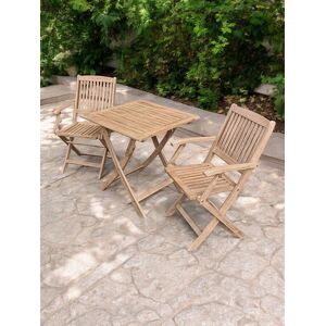 Royalcraft LONDON 70cm Square Folding Bistro Set with 2 London Folding Armchairs in Natural Natural Royalcraft LONDON 70cm Square Folding Bistro Set with 2 London Folding Armchairs in Natural Natural