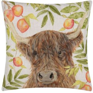 Evans Lichfield Grove Highland Cow Hand Painted Polyester Filled Cushion in Natural Size: 43 cm x 43 cm Natural 43 cm x 43 cm Evans Lichfield Grove Highland Cow Hand Painted Polyester Filled Cushion in Natural Size: 43 cm x 43 cm Natural 43 cm x 43 cm