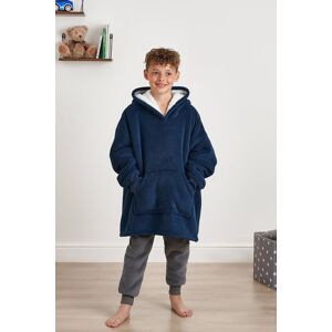 OHS Oversized Soft Sherpa Hoodie Blanket Wearable Throw in Navy Navy One Size OHS Oversized Soft Sherpa Hoodie Blanket Wearable Throw in Navy Navy One Size