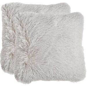 OHS Set of 2 Fluffy Shaggy Square Cushion Covers in Light Grey Size: 45 cm x 45 cm Light Grey 45 cm x 45 cm OHS Set of 2 Fluffy Shaggy Square Cushion Covers in Light Grey Size: 45 cm x 45 cm Light Grey 45 cm x 45 cm
