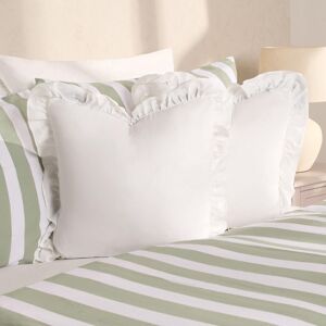OHS 2 x Plain Faux Linen Frill Cushion Covers in White Size: 45 cm x 45 cm White 45 cm x 45 cm OHS 2 x Plain Faux Linen Frill Cushion Covers in White Size: 45 cm x 45 cm White 45 cm x 45 cm