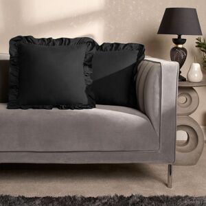 OHS 2 x Plain Faux Linen Frill Cushion Covers in Black Size: 45 cm x 45 cm Black 45 cm x 45 cm OHS 2 x Plain Faux Linen Frill Cushion Covers in Black Size: 45 cm x 45 cm Black 45 cm x 45 cm