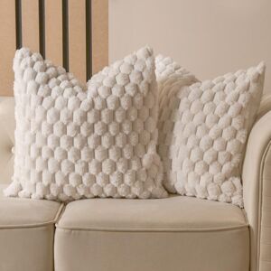 OHS 2 Pack Waffle Faux Fur Cushion Covers - 45 x 45cm in Cream Size: 45 cm x 45 cm Cream 45 cm x 45 cm OHS 2 Pack Waffle Faux Fur Cushion Covers - 45 x 45cm in Cream Size: 45 cm x 45 cm Cream 45 cm x 45 cm