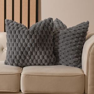 OHS 2 Pack Waffle Faux Fur Cushion Covers - 45 x 45cm in Charcoal Size: 45 cm x 45 cm Charcoal 45 cm x 45 cm OHS 2 Pack Waffle Faux Fur Cushion Covers - 45 x 45cm in Charcoal Size: 45 cm x 45 cm Charcoal 45 cm x 45 cm