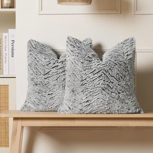 OHS 2 Pack Two Tone Faux Fur Soft Fleece Cushion Covers - 45 x 45cm in Light Grey Size: 45 cm x 45 cm Light Grey 45 cm x 45 cm OHS 2 Pack Two Tone Faux Fur Soft Fleece Cushion Covers - 45 x 45cm in Light Grey Size: 45 cm x 45 cm Light Grey 45 cm x 45 cm