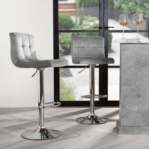 OHS Adjustable Bar Stools x 2 Velvet Swivel Pub Seat Kitchen Breakfast Counter Chair in Light Grey Light Grey OHS Adjustable Bar Stools x 2 Velvet Swivel Pub Seat Kitchen Breakfast Counter Chair in Light Grey Light Grey