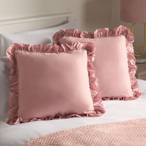 OHS 2 x Plain Faux Linen Frill Cushion Covers in Pink Size: 45 cm x 45 cm Pink 45 cm x 45 cm OHS 2 x Plain Faux Linen Frill Cushion Covers in Pink Size: 45 cm x 45 cm Pink 45 cm x 45 cm