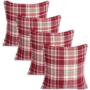OHS Woven Check Cushion Covers Tartan Pack of 4 Case Pad Set 18" x 18" Home in Red Size: 45 cm x 45 cm Red 45 cm x 45 cm OHS Woven Check Cushion Covers Tartan Pack of 4 Case Pad Set 18" x 18" Home in Red Size: 45 cm x 45 cm Red 45 cm x 45 cm