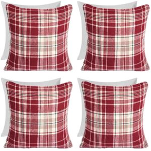 OHS Woven Check Cushion Covers Tartan Pack of 4 Filled Case Pad Set Home in Red Size: 45 cm x 45 cm Red 45 cm x 45 cm OHS Woven Check Cushion Covers Tartan Pack of 4 Filled Case Pad Set Home in Red Size: 45 cm x 45 cm Red 45 cm x 45 cm