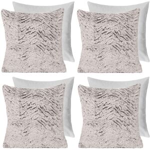 OHS 4 Pack Two Tone Faux Fur Soft Fleece Filled Cushion Covers - 45 x 45cm in Natural Size: 45 cm x 45 cm Natural 45 cm x 45 cm OHS 4 Pack Two Tone Faux Fur Soft Fleece Filled Cushion Covers - 45 x 45cm in Natural Size: 45 cm x 45 cm Natural 45 cm x 45 cm