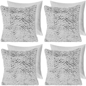 OHS 4 Pack Two Tone Faux Fur Soft Fleece Filled Cushion Covers - 45 x 45cm in Light Grey Size: 45 cm x 45 cm Light Grey 45 cm x 45 cm OHS 4 Pack Two Tone Faux Fur Soft Fleece Filled Cushion Covers - 45 x 45cm in Light Grey Size: 45 cm x 45 cm Light Grey 45 cm x 45 cm