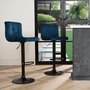 OHS Adjustable Bar Stools x 2 Velvet Swivel Pub Seat Kitchen Breakfast Counter Chair in Dark Navy Dark Navy OHS Adjustable Bar Stools x 2 Velvet Swivel Pub Seat Kitchen Breakfast Counter Chair in Dark Navy Dark Navy