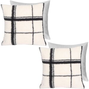 OHS Check Teddy Fleece Cushion Covers 2 x Filled Home Decor Soft, Mono - 45 x 45cm in White Size: 45 cm x 45 cm White 45 cm x 45 cm OHS Check Teddy Fleece Cushion Covers 2 x Filled Home Decor Soft, Mono - 45 x 45cm in White Size: 45 cm x 45 cm White 45 cm x 45 cm