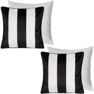 OHS 2 Pack Stripe Matte Velvet Filled Cushion Covers in White Size: 45 cm x 45 cm White 45 cm x 45 cm OHS 2 Pack Stripe Matte Velvet Filled Cushion Covers in White Size: 45 cm x 45 cm White 45 cm x 45 cm