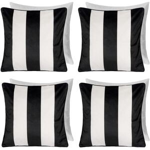 OHS 4 Pack Stripe Matte Velvet Filled Cushion Covers in White Size: 45 cm x 45 cm White 45 cm x 45 cm OHS 4 Pack Stripe Matte Velvet Filled Cushion Covers in White Size: 45 cm x 45 cm White 45 cm x 45 cm