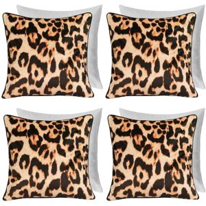 OHS 4 Pack Leopard Matte Velvet Filled Cushion Covers in Natural Size: 45 cm x 45 cm Natural 45 cm x 45 cm OHS 4 Pack Leopard Matte Velvet Filled Cushion Covers in Natural Size: 45 cm x 45 cm Natural 45 cm x 45 cm