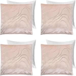 OHS 4 Pack Metallic Wave Filled Cushion Covers Home Decor Set in Natural Size: 45 cm x 45 cm Natural 45 cm x 45 cm OHS 4 Pack Metallic Wave Filled Cushion Covers Home Decor Set in Natural Size: 45 cm x 45 cm Natural 45 cm x 45 cm