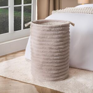 OHS Faux Fur Ribbed Laundry Basket Bag Folding Hamper with Handles in Natural Natural OHS Faux Fur Ribbed Laundry Basket Bag Folding Hamper with Handles in Natural Natural